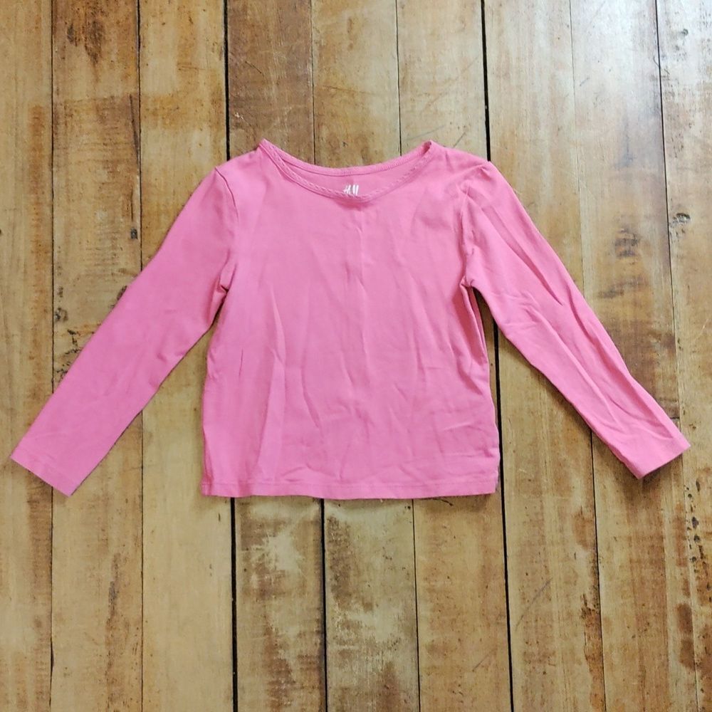 H&M shirt 2T pink basic long sleeve shirt organic cotton spring boho barbiecore